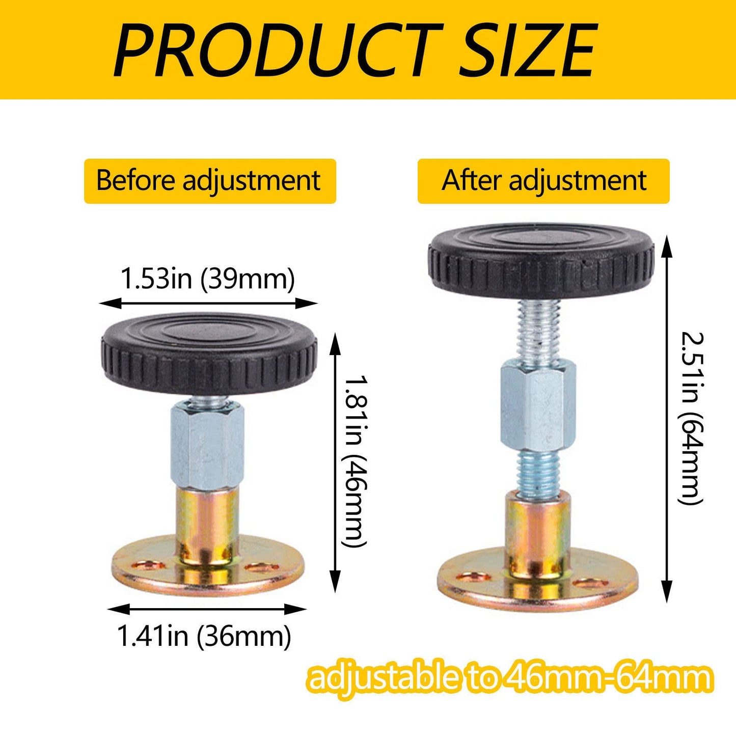 2 Pieces Anti-Shake Fixer with Adjustable Threaded Bed Frame Anti-Shake Tool Headboard Stopper Telescopic Support Use for Bed Cabinet Chair Sofa