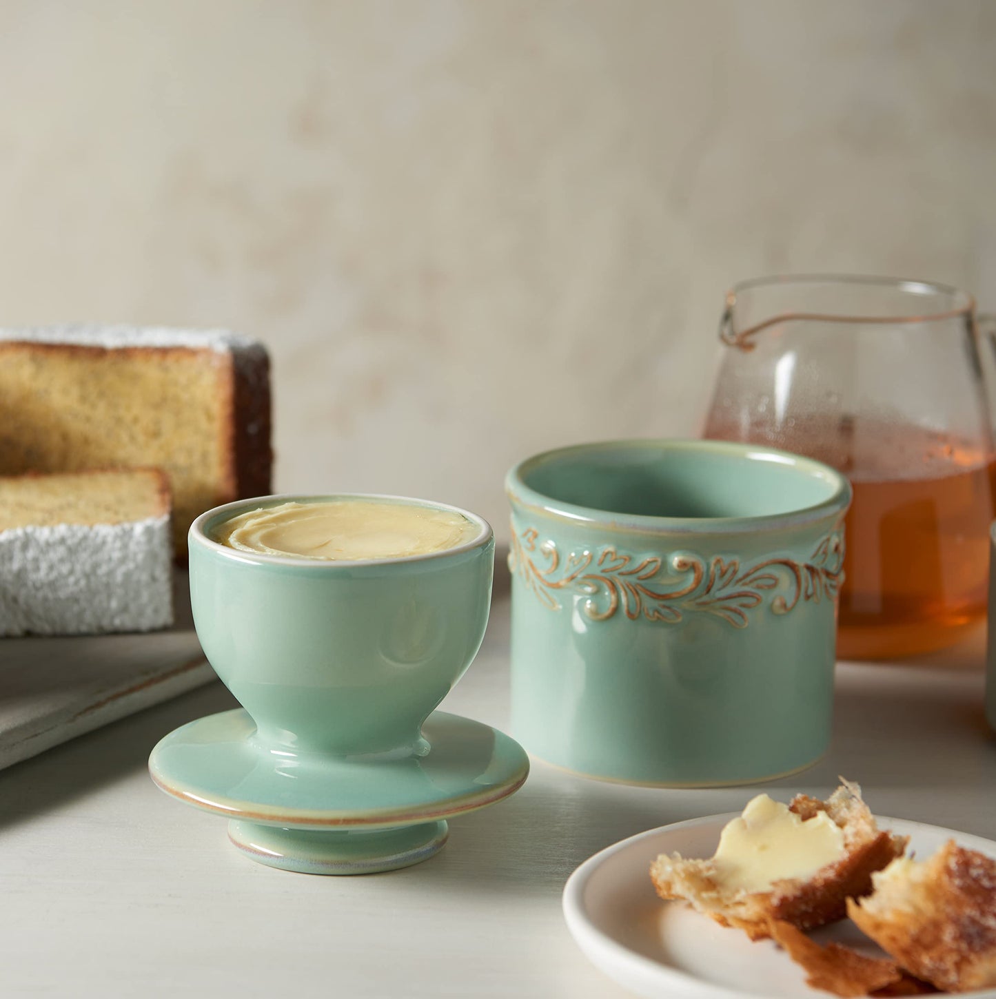 Butter Bell - The Original Butter Bell Crock by L Tremain, a Countertop French Ceramic Butter Dish Keeper for Spreadable Butter, Antique Collection,
