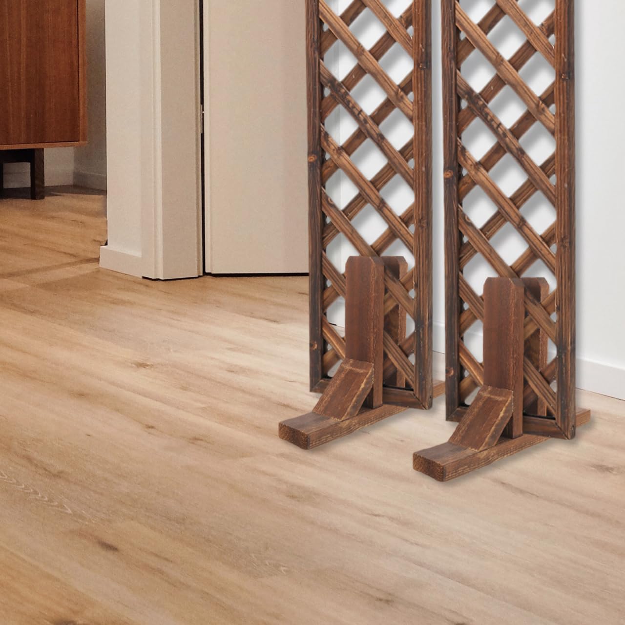 ABOOFAN Wooden Screen Base Room Divider Stand 13.58 inch Solid Freestanding Fence Panel Support Bracket Detachable Wooden Stand for Indoor and
