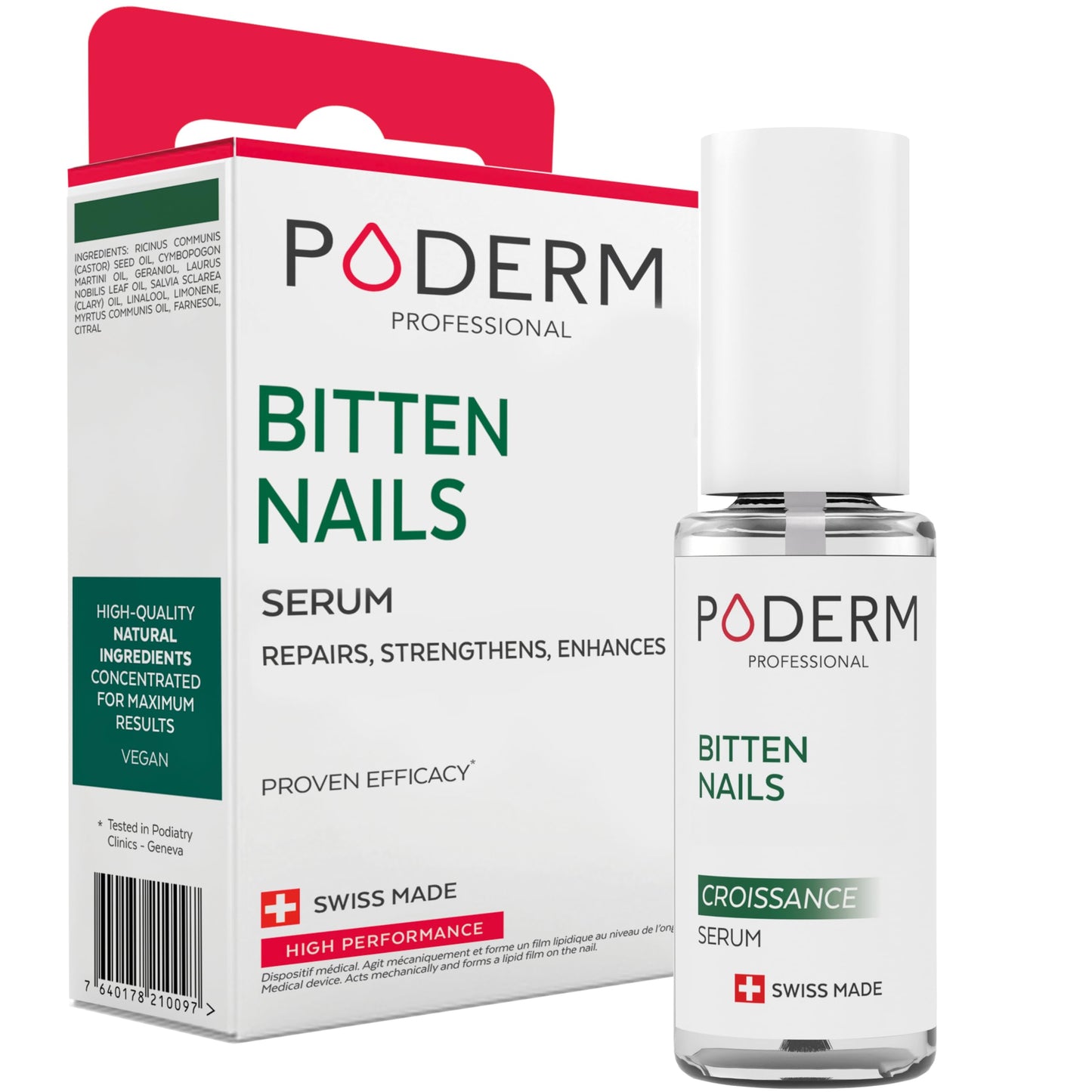 PODERM Bitten Nail Organic Growth Treatment - Enriched with Strengthening & Growth-Stimulating Plants - for Adults and Children - Easy, Fast and