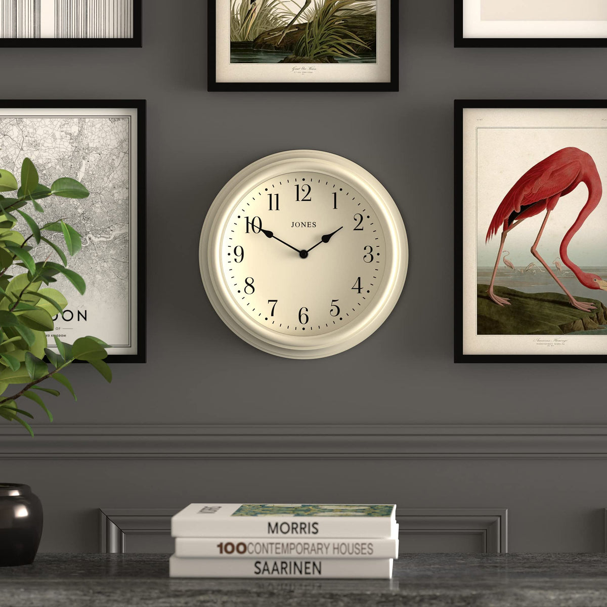 Jones Clocks Venetian wall clock | Classic round clock | 30cm | White | Arabic numerals | Traditional design ideal for kitchen, living room or