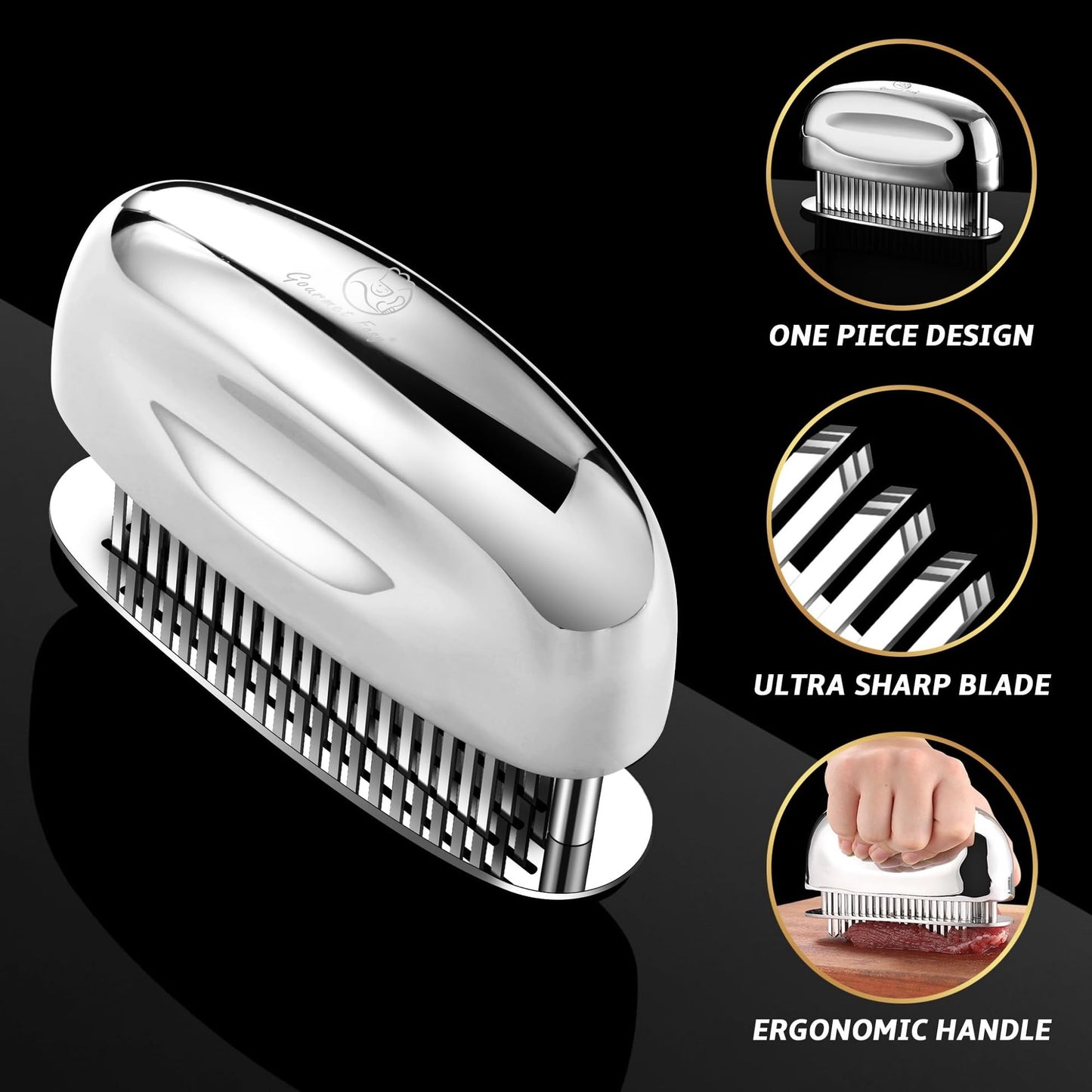 Meat Tenderizer Tool, Ultra Sharp Needle Blades 100% Stainless-Steel, Heavy-Duty Kitchen Gadgets, Hand Held Meat Tenderizer Needle Tool, Cooking