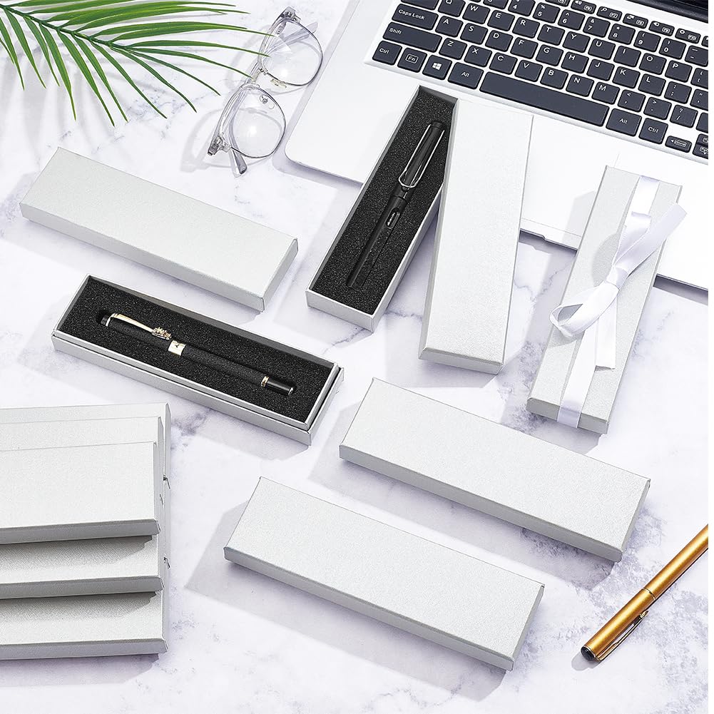 BENECREAT 16Pcs Empty Pen Gift Boxes, 18x5.1x2.4cm/7.1x2x1 Inch Cardboard Pen Cases with Sponge for Jewelry Collection Gift Packaging Office Supplies