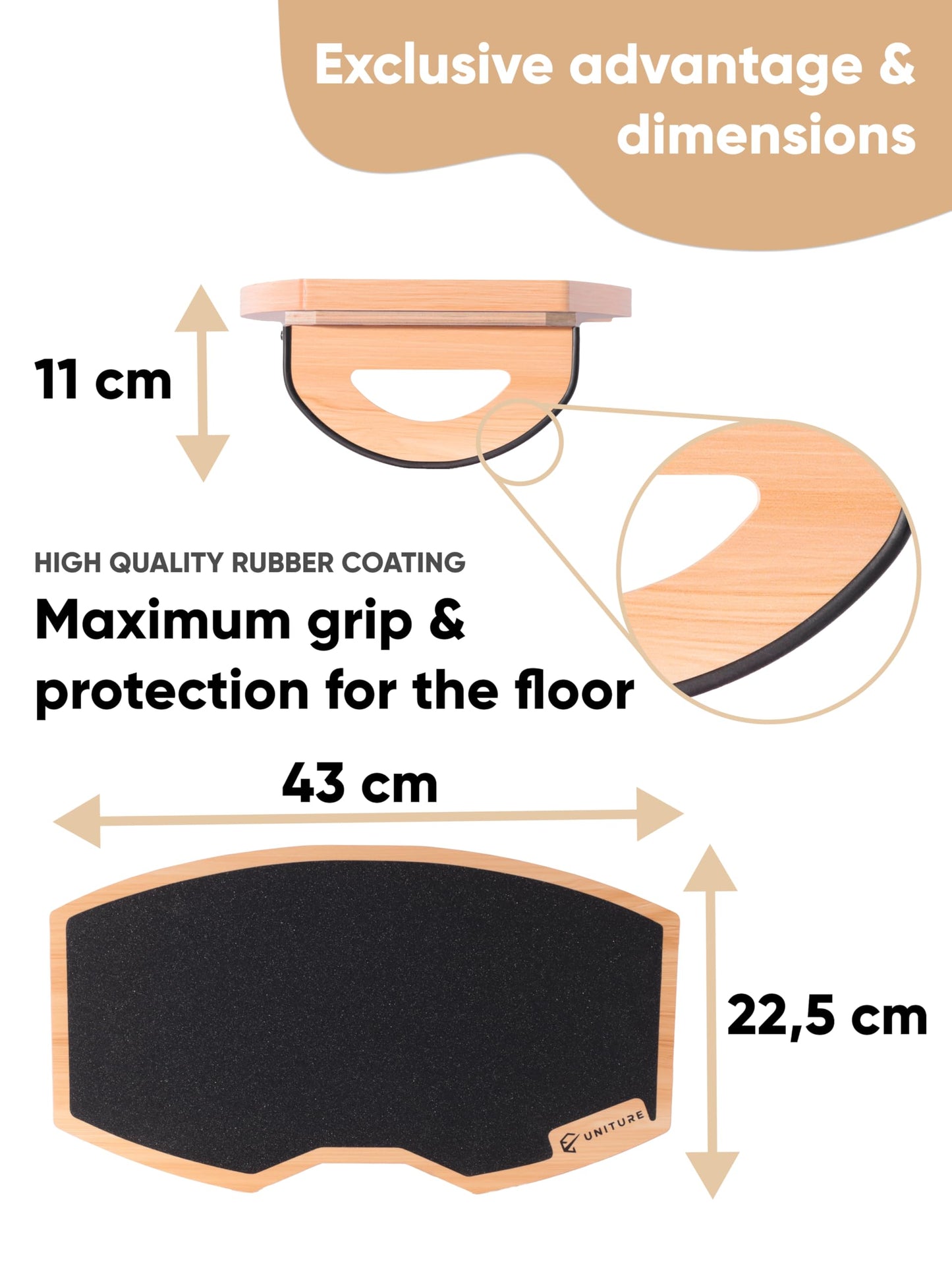 UNITURE Wooden Foot Rest Under Desk [for Better Sitting Posture] Office Footrest, Leg Rest, Foot Stall, Under Desk Foot Rest