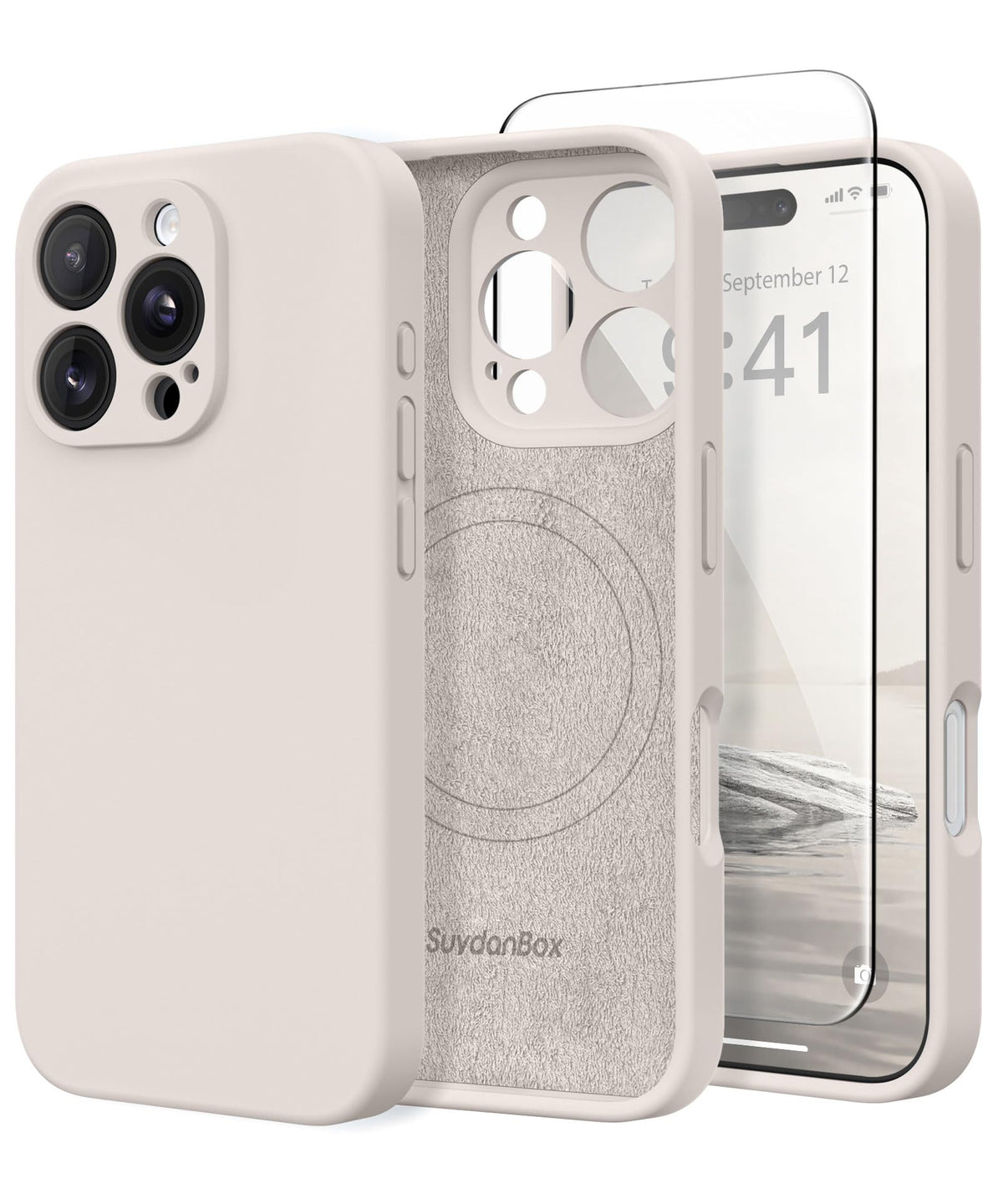 SuydanBox Magnetic for iPhone 16 Pro Max Case, Compatible with MagSafe, [Full Camera Protection][Screen Protector] Silicone Shockproof Protective