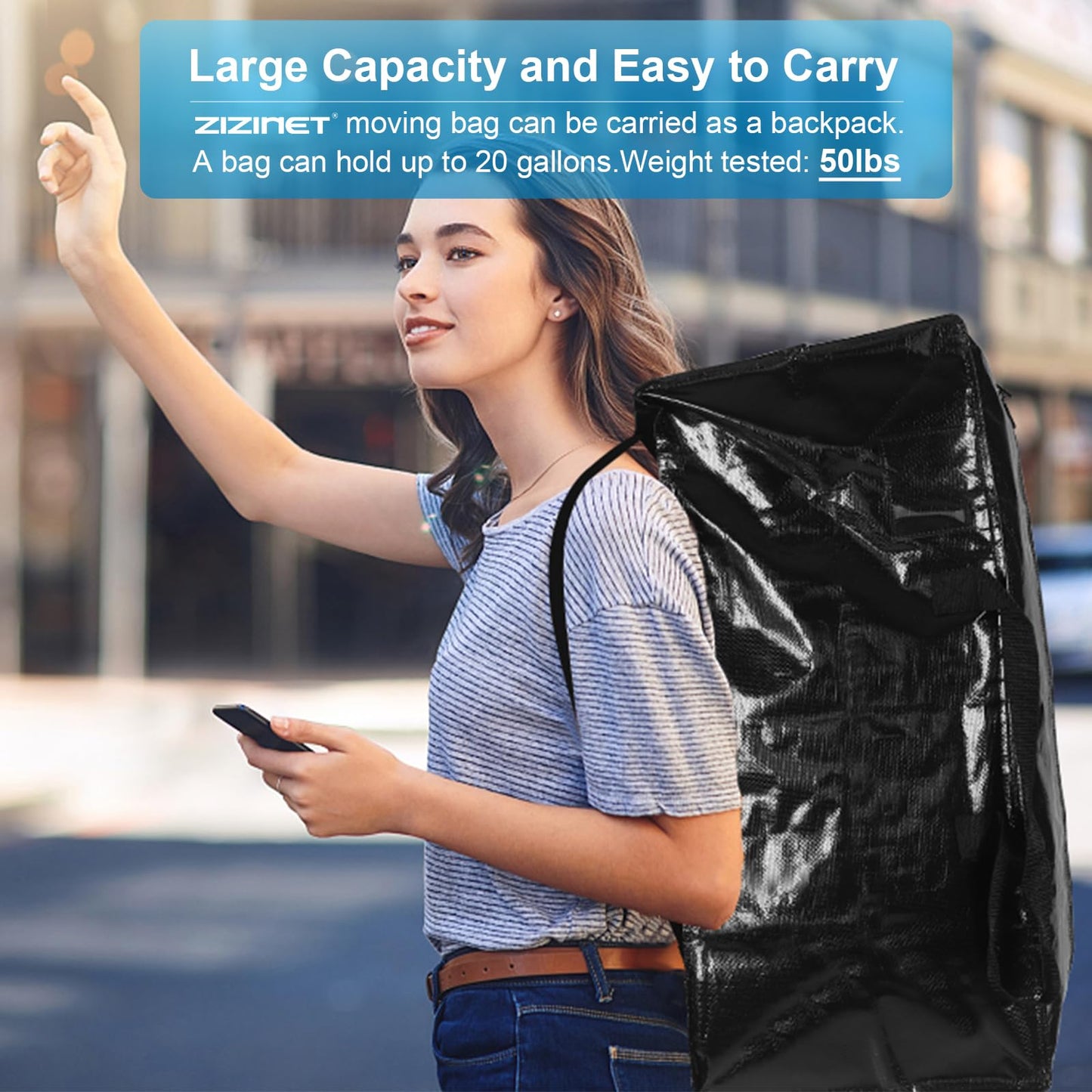 Moving Bags 2 Pack 90L Heavy Duty Extra Large Clothes Packing Boxes Black