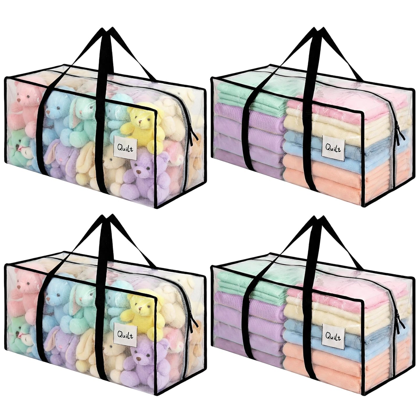 Dntorx 4 Pack 90L Moving Bags, Clear Waterproof Storage Totes