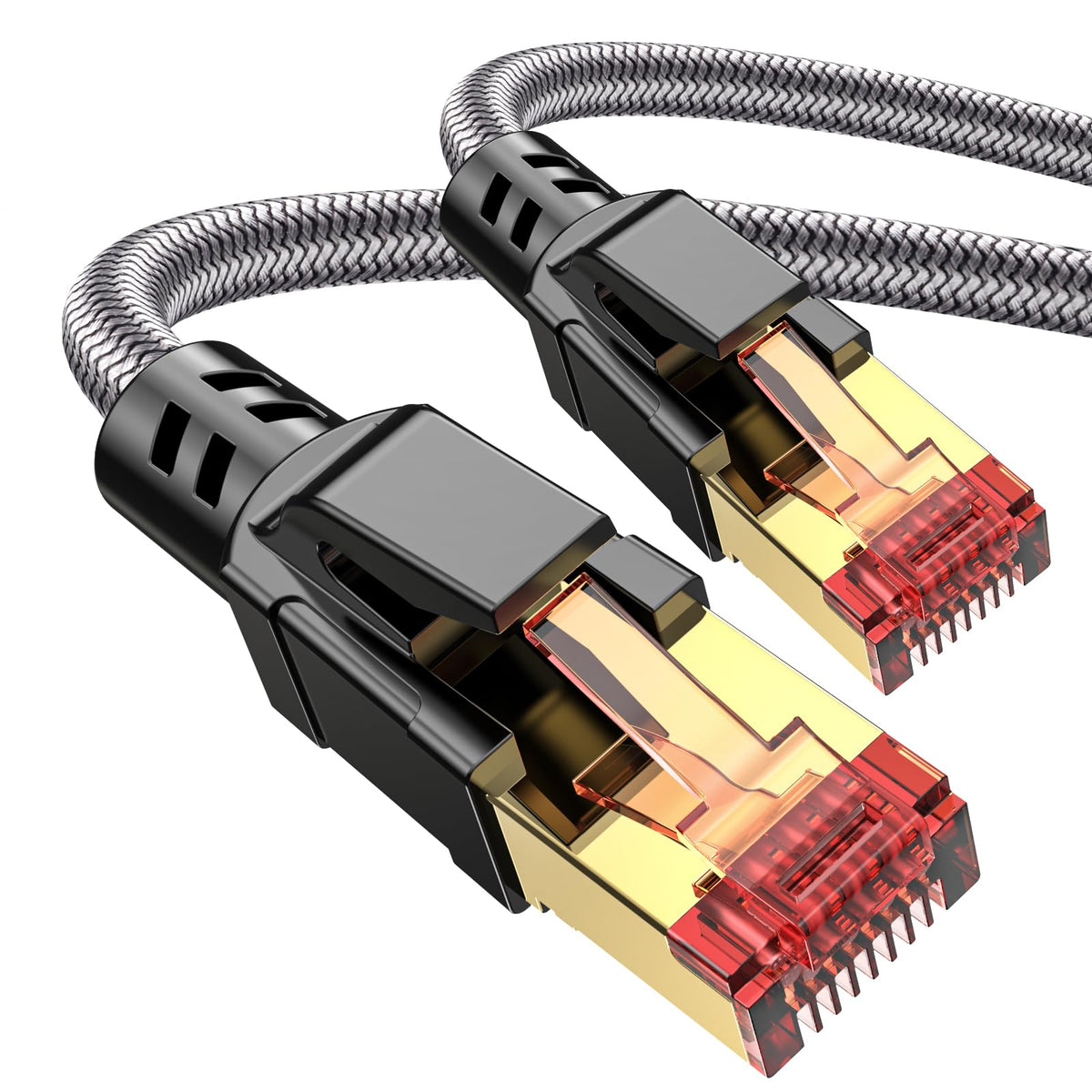 Ltemziiy Cat 8 Ethernet Cable 10M, 40Gbps 2000Mhz High Speed Gigabit Lan Internet Cables,RJ45 Patch Cord Braided Round S/FTP Network Cable,for Smart