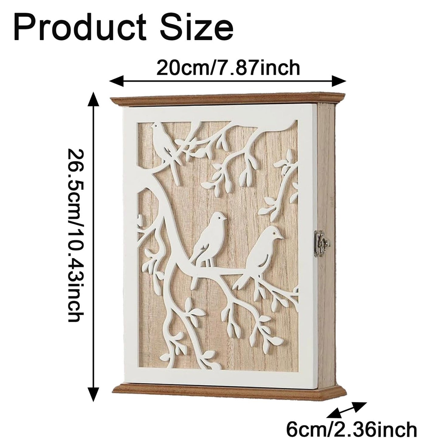 FDDU Geometric Cavity Picture Key Cabinet, Wooden Key Box, Key Cabinet Wood, with 6 Key Hooks, Scandinavian Style, for Storing Keys and Small Items