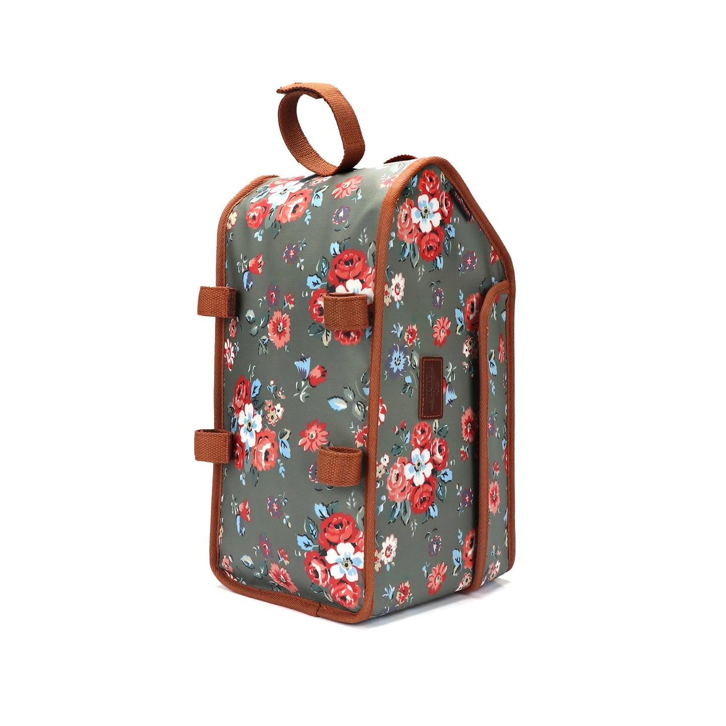 Tourbn Waterproof Canvas Bicycle Pannier Bike Rear Rack Insulated Trunk Cooler Bag Takeaway Food Delivery Case Flower Green