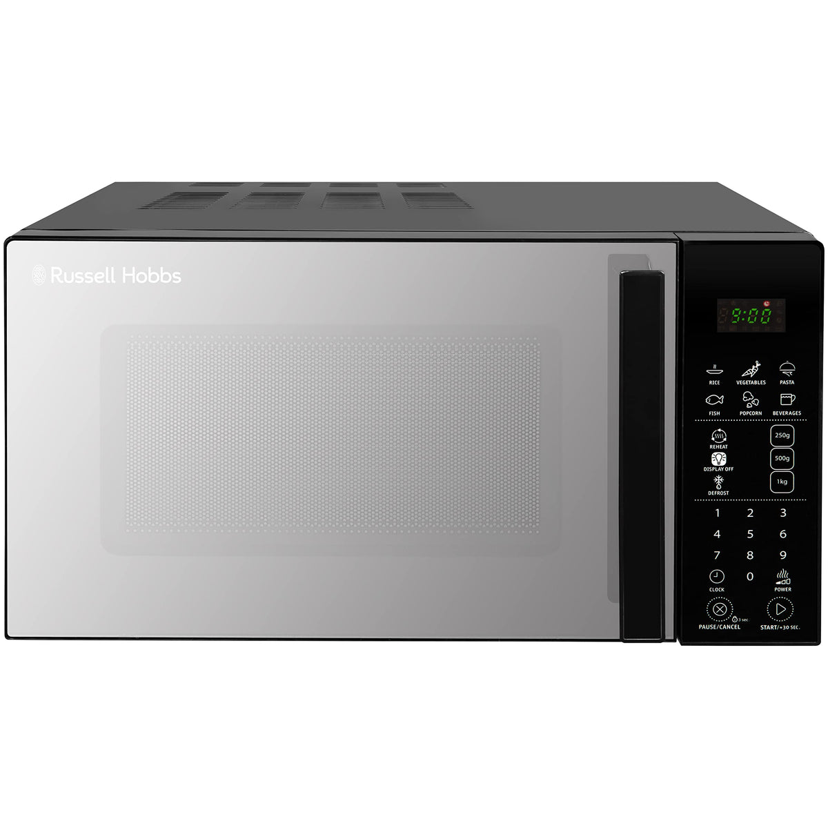 Russell Hobbs RHMT2004B 20 L 800 W Touch Control Digital Solo Microwave in Black with 10 Power Levels, 6 Auto Cook Menus, Defrost Control, Clock and