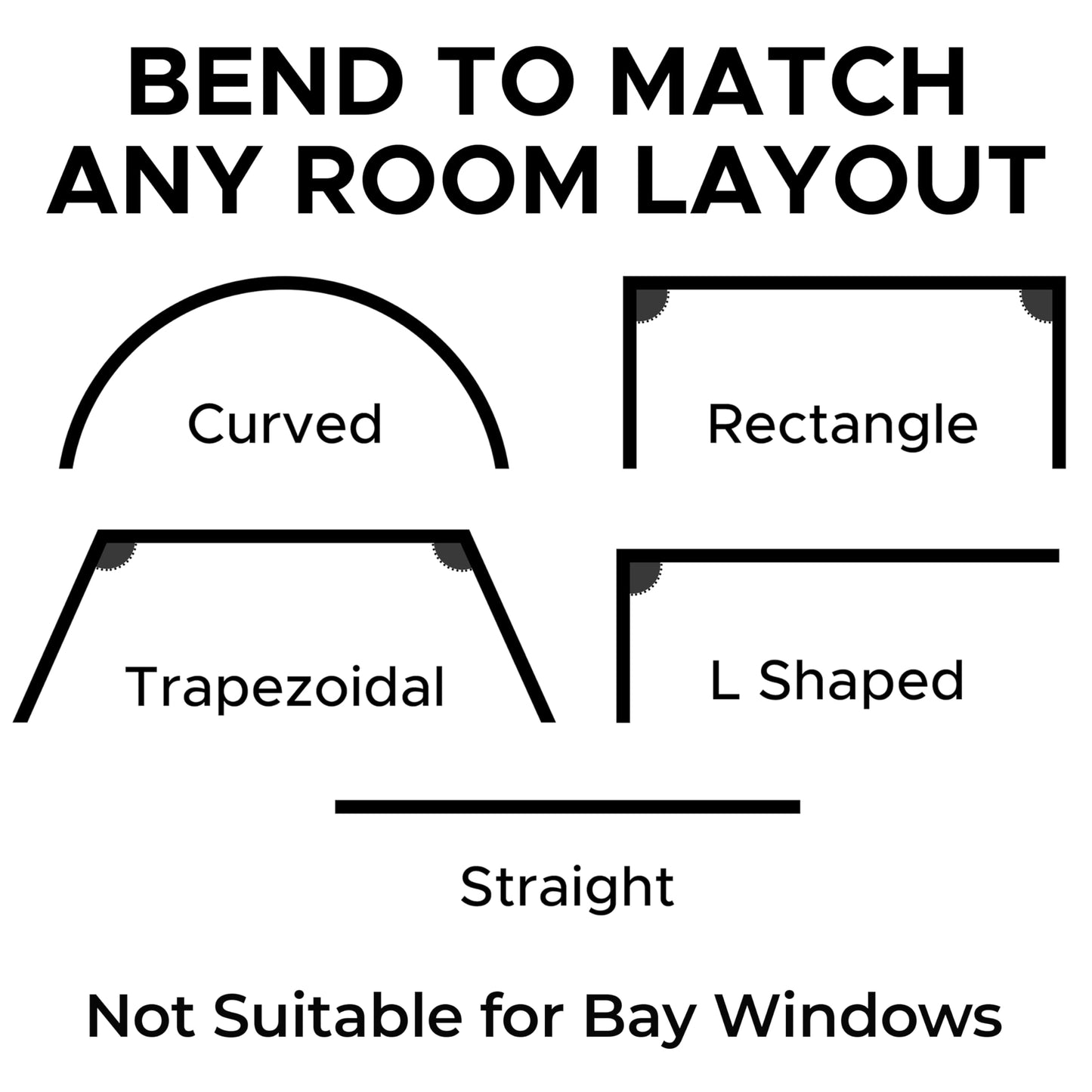 Aluminium Flexible Ceiling Curtain Track 3ft-9.8ft / 3m | Bendable Curtain Rail for Bay Windows & Shower | Heavy Duty Ceiling Mounted Track for