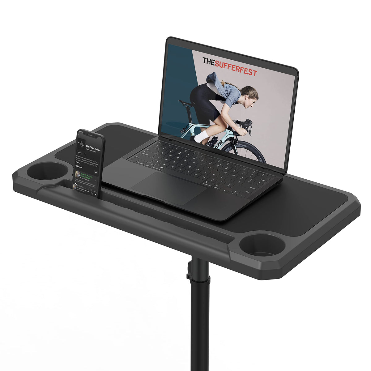 KOM Cycling Indoor Media Display Desk Stand for Indoor Cycling- Perfect for displaying Zwift, Trainer Road, and Wahoo Suf Portable Tripod Bike Desk