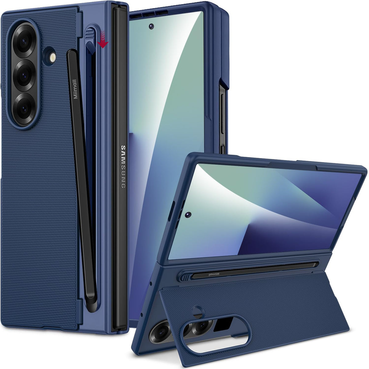 Miimall for Samsung Galaxy Z Fold 7 Case with S Pen, [Built-in Screen Protector] [Foldable Stand] [Military Grade Drop Protection], Hard Slim Heavy
