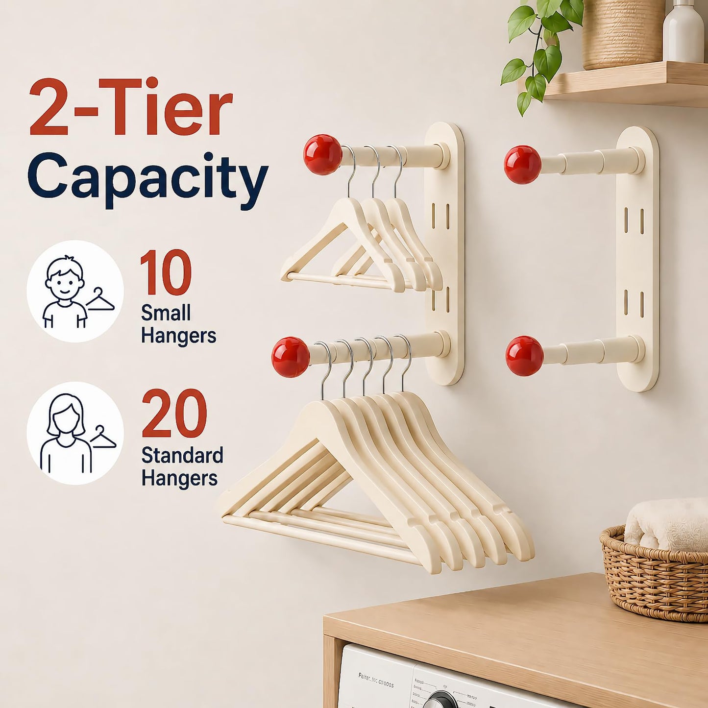 Ecloom 2 Pack Retractable Hanger Storage Self-Adhesive Wall Mount