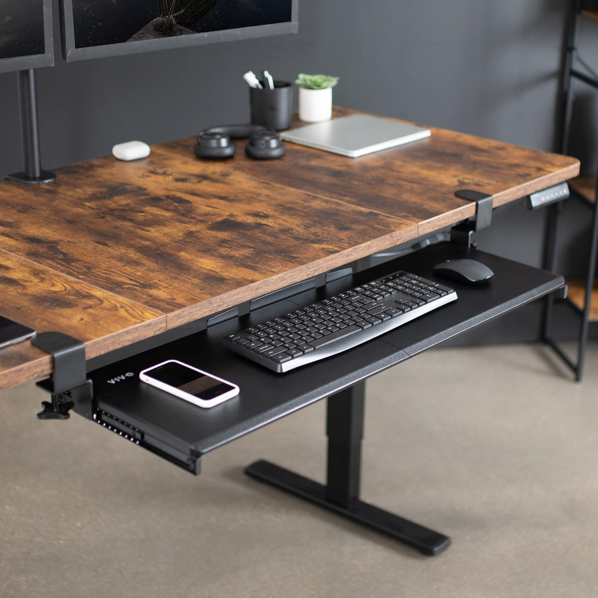 VIVO Extra Long Keyboard Tray Under Desk Pull Out with Extra Sturdy C Clamp Mount System, 86cm (102cm Including Clamps) x 28cm Slide-Out Platform