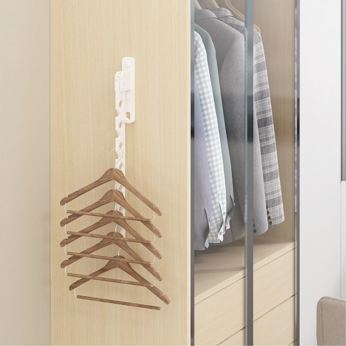 dancrul Wall Mounted Clothes Drying Rack,Wall Clothes Hanger Hook for Laundry Room,Over The Door Clothes Hanger Foldable,Wall Clothes Rack