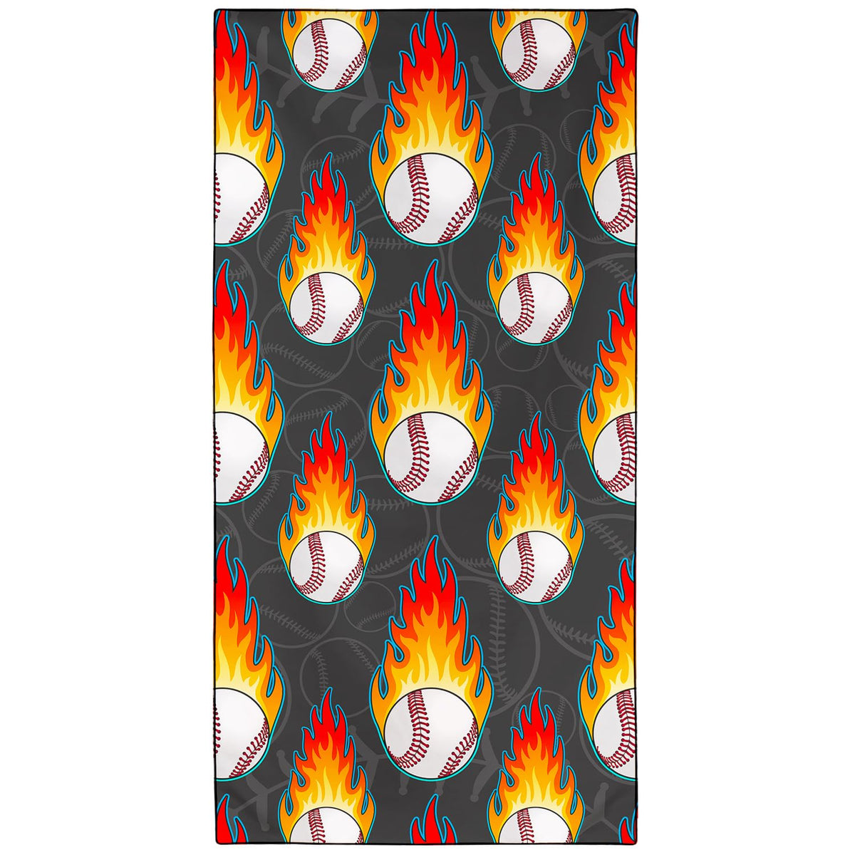 Violetpos Flaming Baseball Beach Towel, Extra Large 180x90 cm 250GSM Microfibre, Sand Free Quick Dry