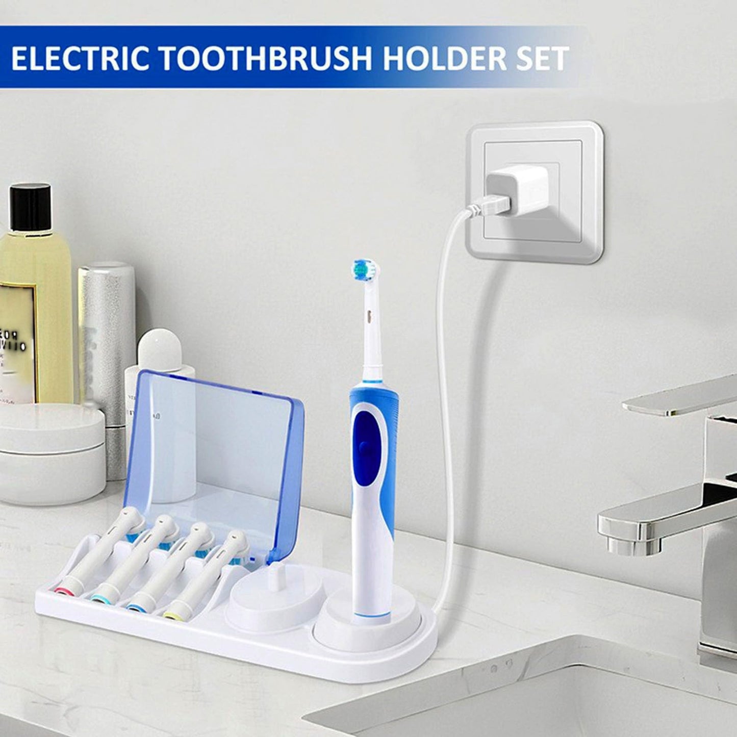 Electric Toothbrush Holder Stand with Stand Slot & Head Holder for Oral B D