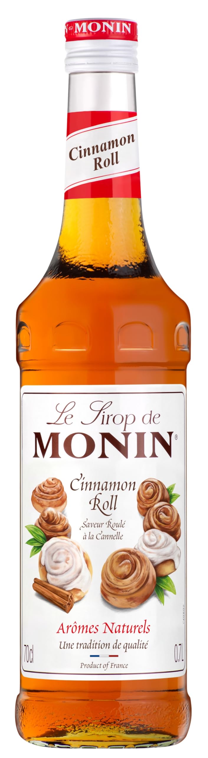 MONIN Premium Cinnamon Roll Sugar Syrup for Coffee and Cocktails, Vegan-Friendly, Allergen-Free, Natural Flavours and Colourings, 70cl