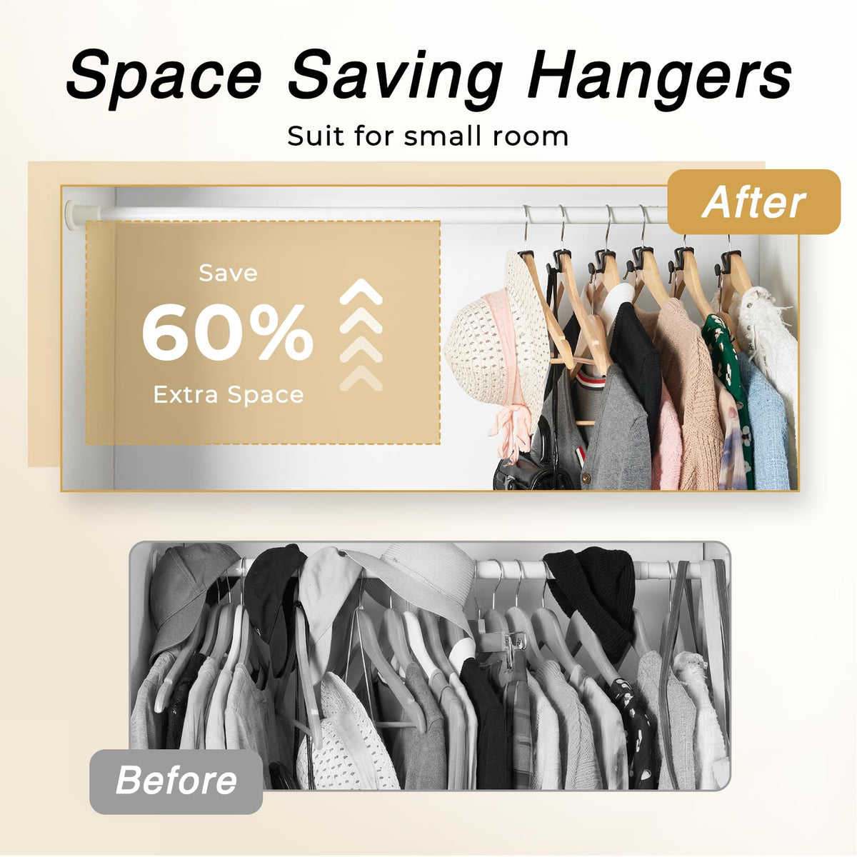 House Day Space Saving Hanger Hooks 60 Pack, Black Clothes Hanger Connector Hooks, Heavy Duty Hanger Hooks Space Saver