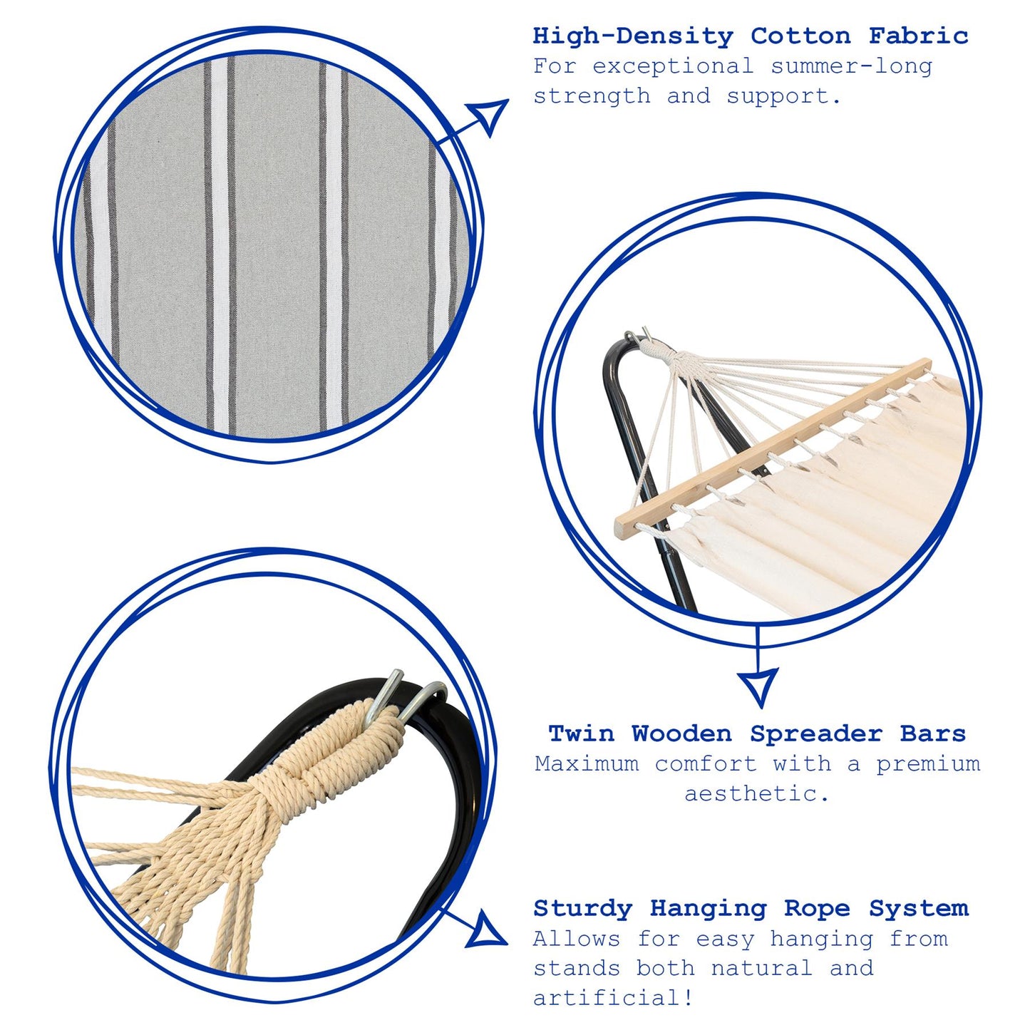 200 x 80cm Deluxe Cotton Garden Hammock