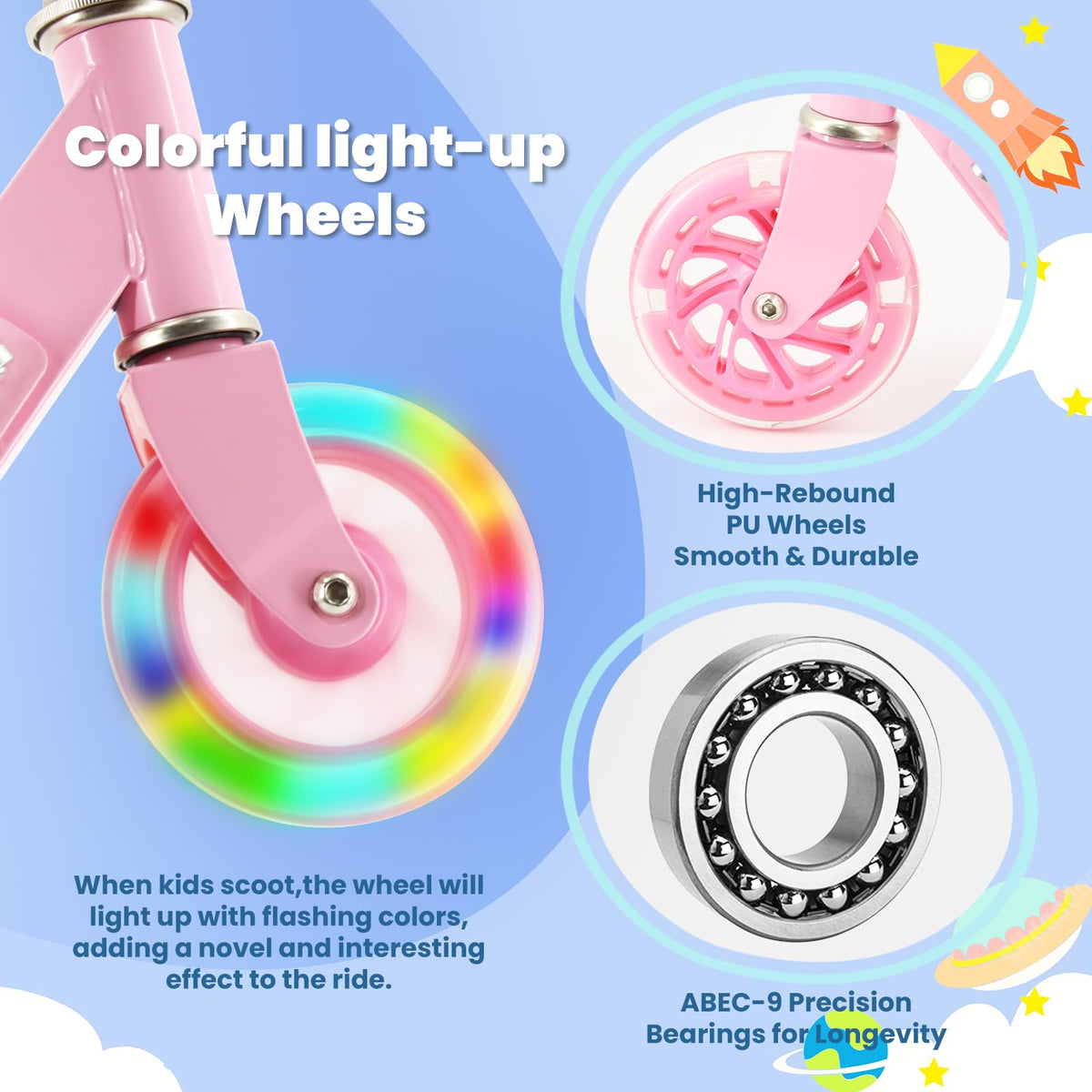 TENBOOM UK 201PK New TB, Pink Flame LED Wheels