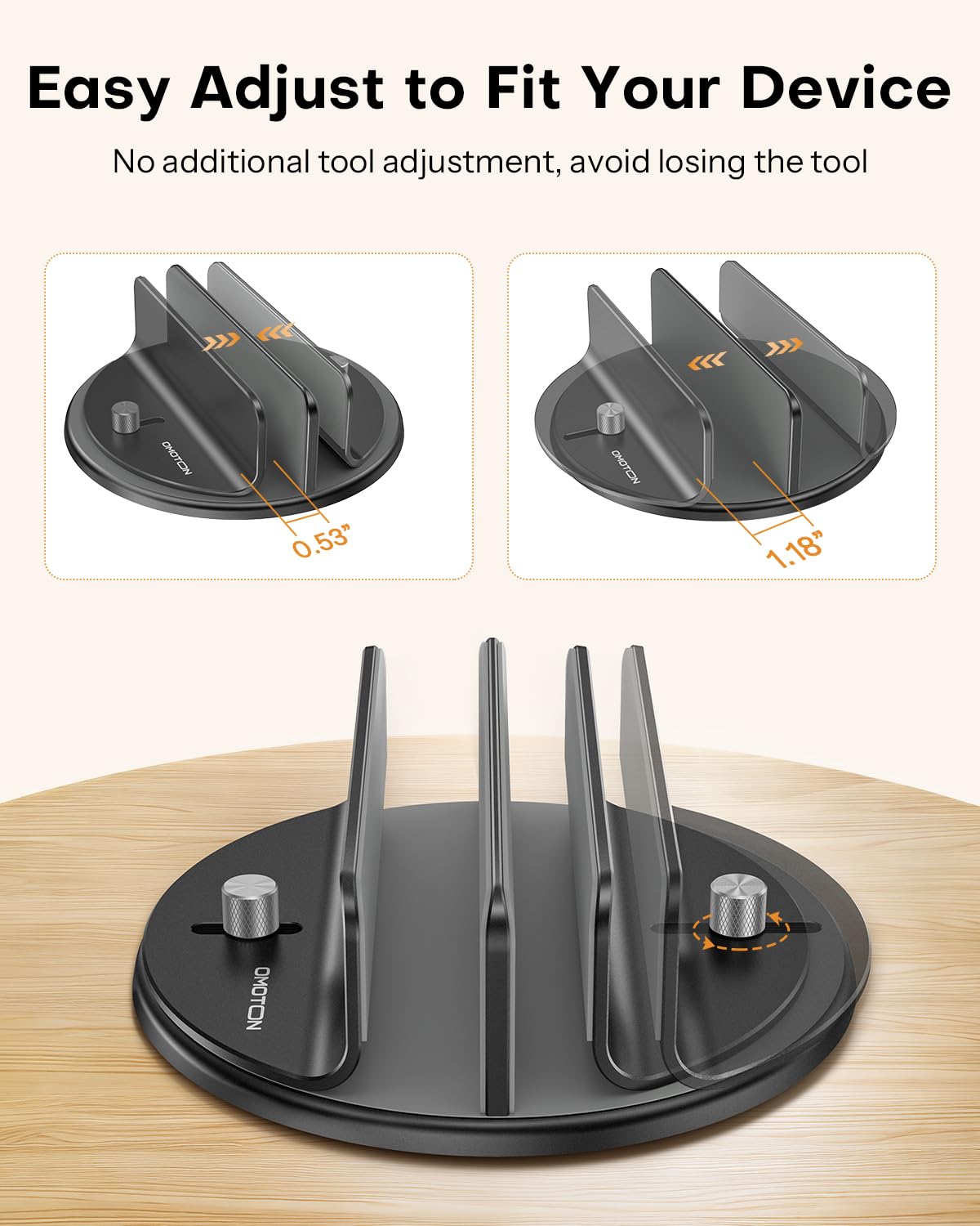 OMOTON Vertical Laptop Stand, 360° Swivel Dual Slot Aluminium Holder