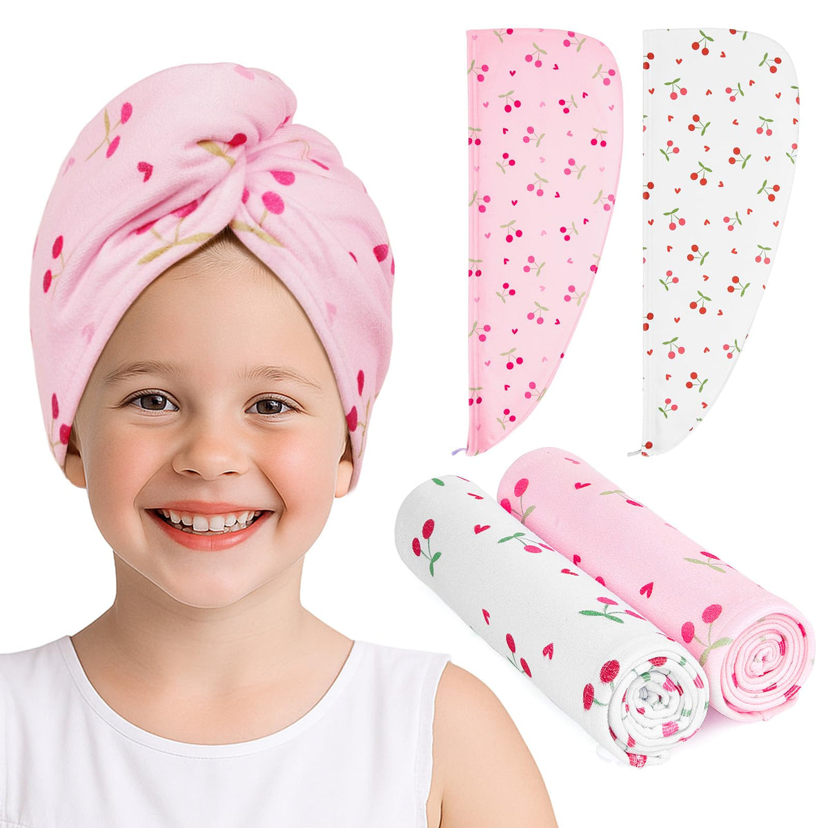 Unicorn Castle 2 Pack Kids Microfibre Hair Towel Wrap, Absorbent