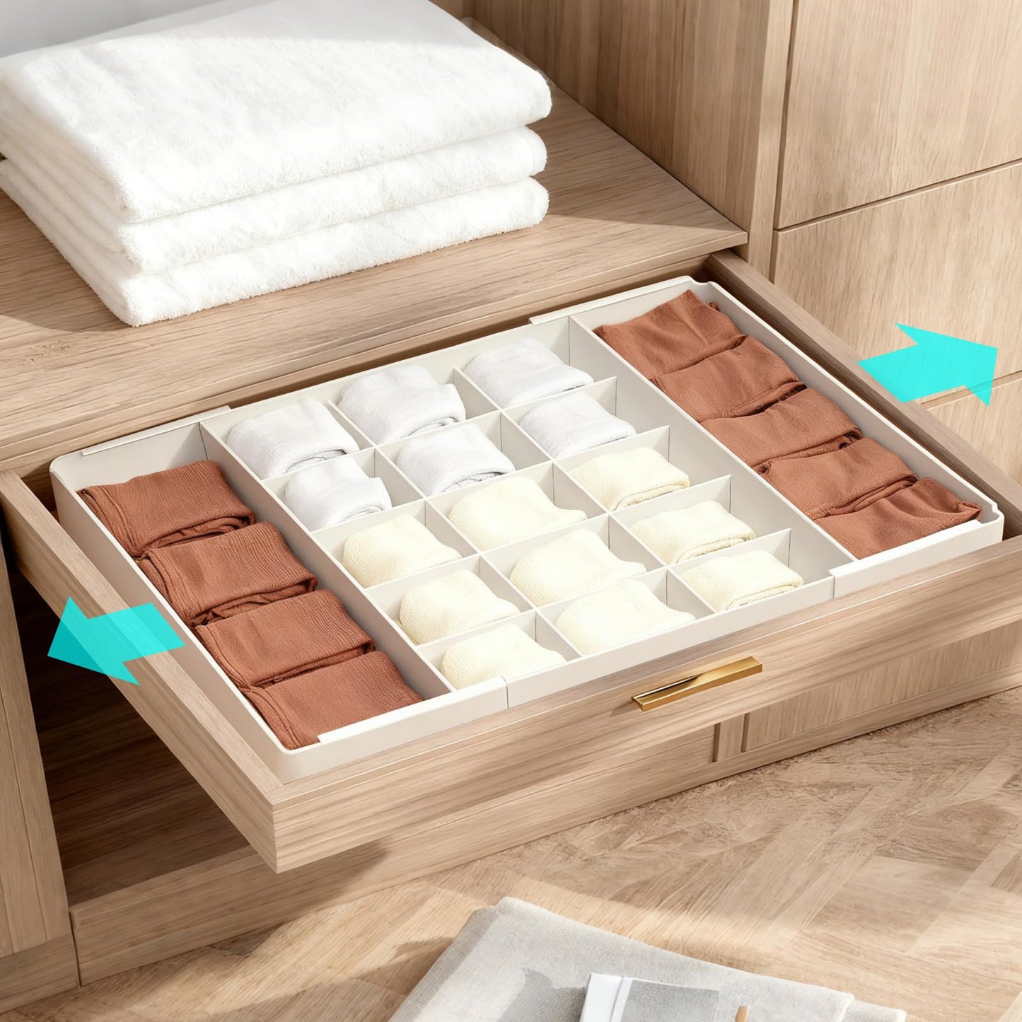 HOTOOLME Clothes Drawer Organisers,Underwear Drawer Dividers Storage Box