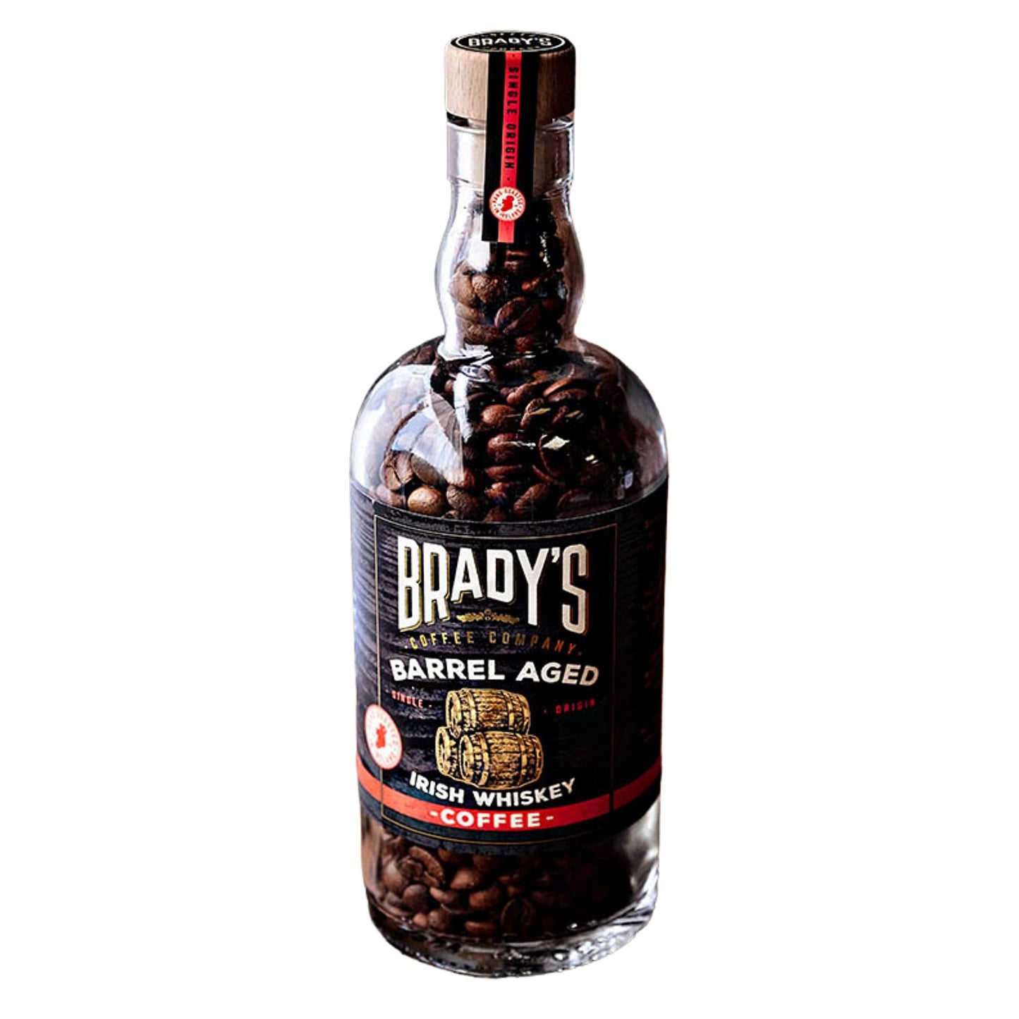 Brady's Irish Barrel Aged Whole Bean Coffee - 180g Hand Roasted Perfect After-Dinner - Vegan, Gluten-Free Speciality Coffee - Christmas & Father's Day