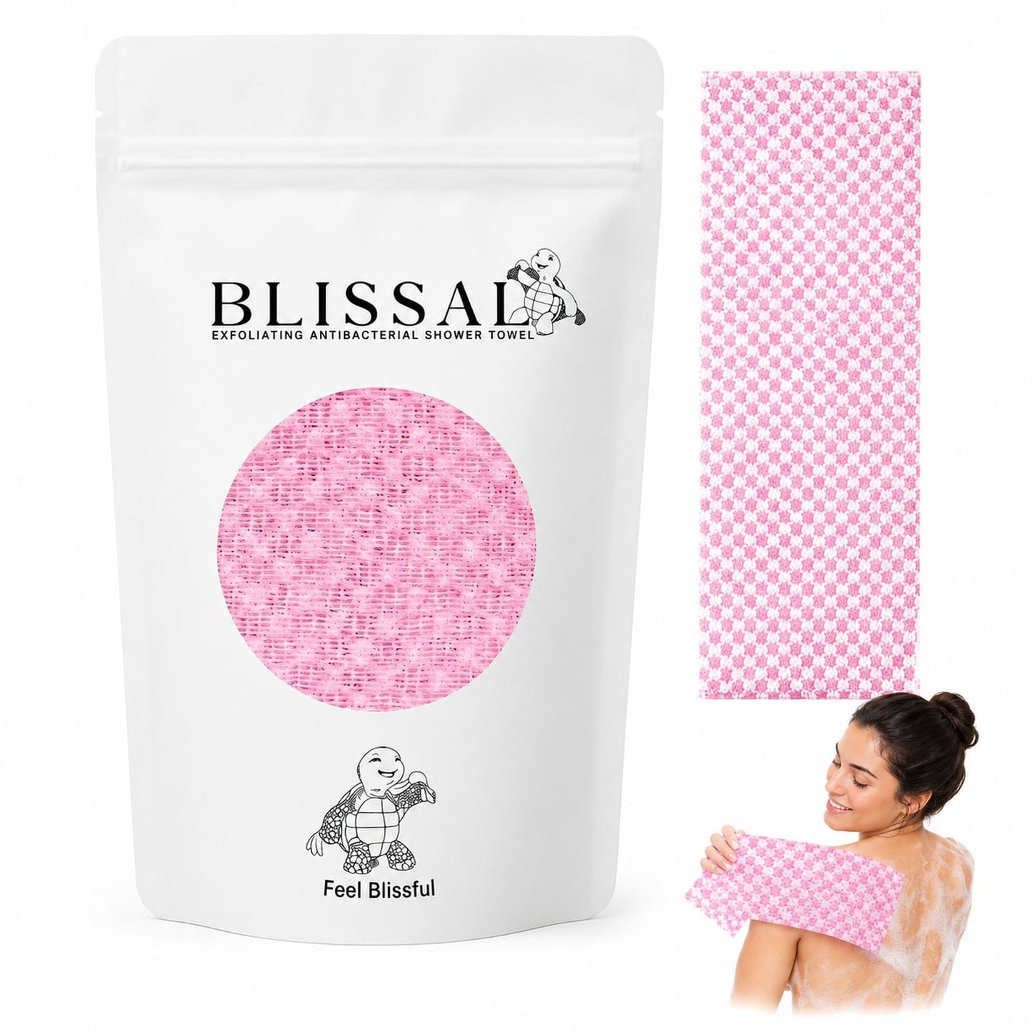 molicorl Exfoliating Shower Towel, Extra Long Japanese 39 Inch Microfiber Back Scrubber Body Washcloth, Quick-Drying Woven Mesh Deep Cleaning