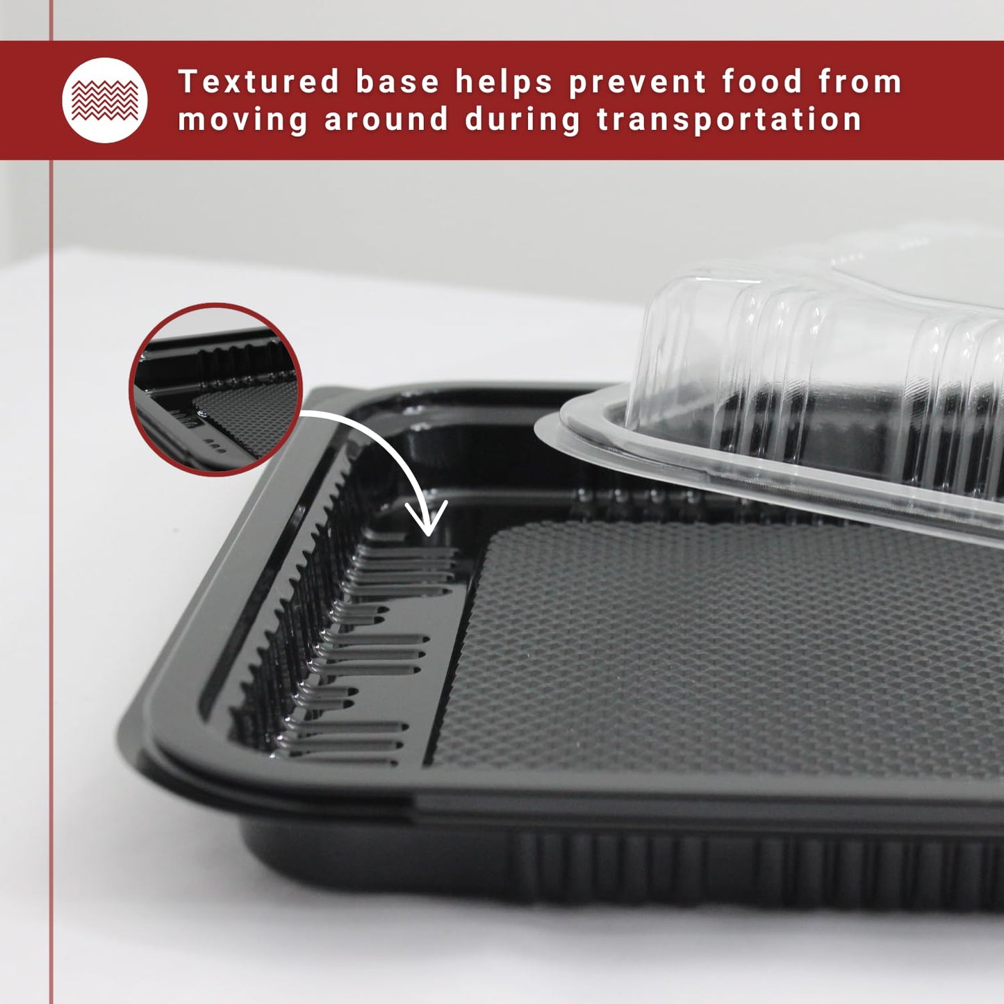 Zumart Pack of 25 Sandwich Platter Trays With lids - Reusable Plastic Catering Trays With Lids for Meal Prep, Cakes, Treats and Sandwiches (33.5cm x