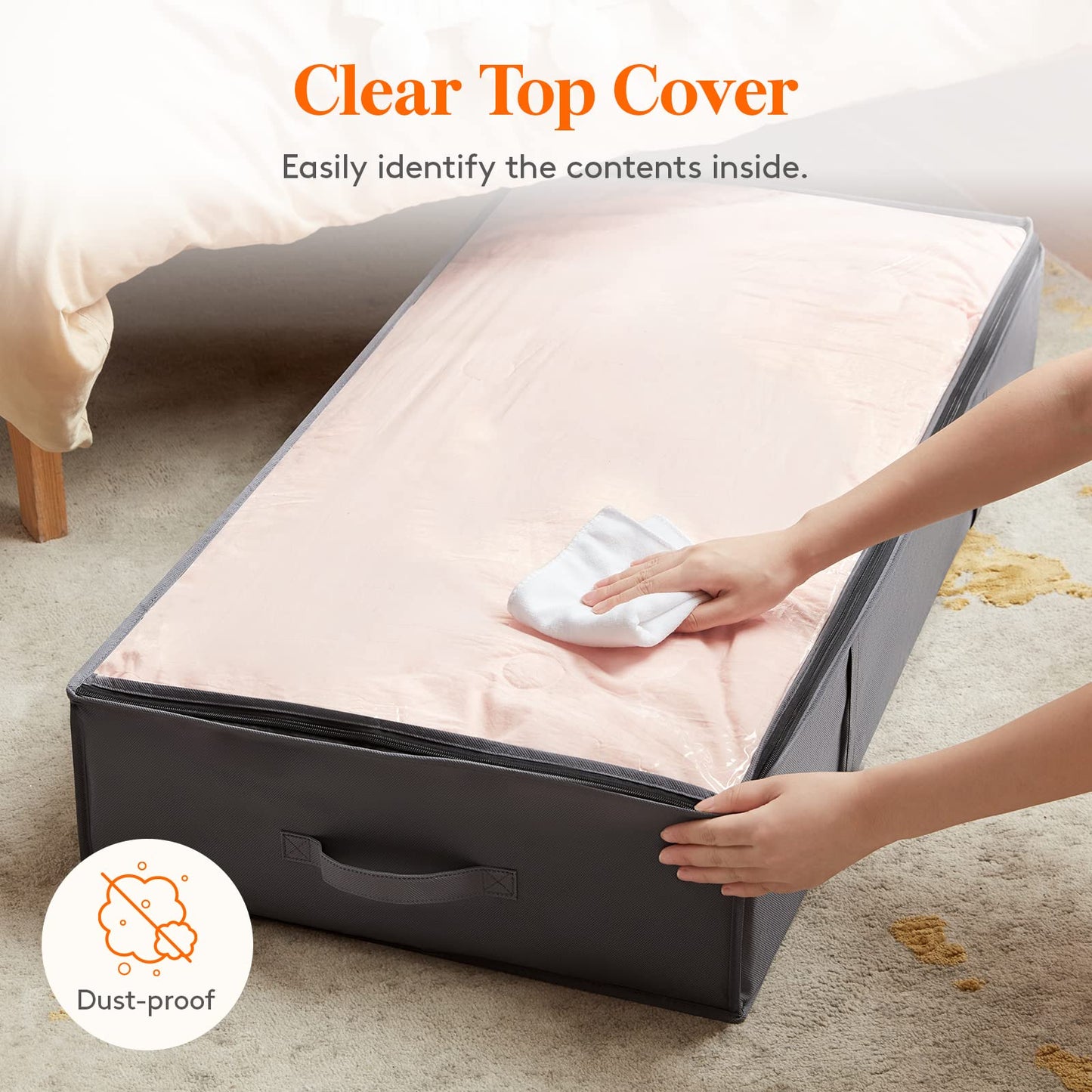 Lifewit 2 Pack 95L Under Bed Storage, Underbed Storage Boxes with lid Clothes Storage Bag Wardrobe Storage Organiser with Reinforced Handle