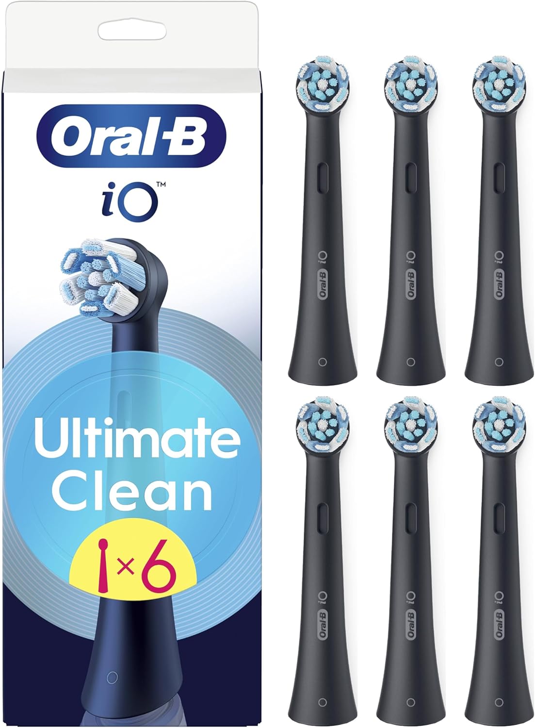 Oral-B iO Series Replacement Brush Heads, 6 Count, Black, New but open, damaged box