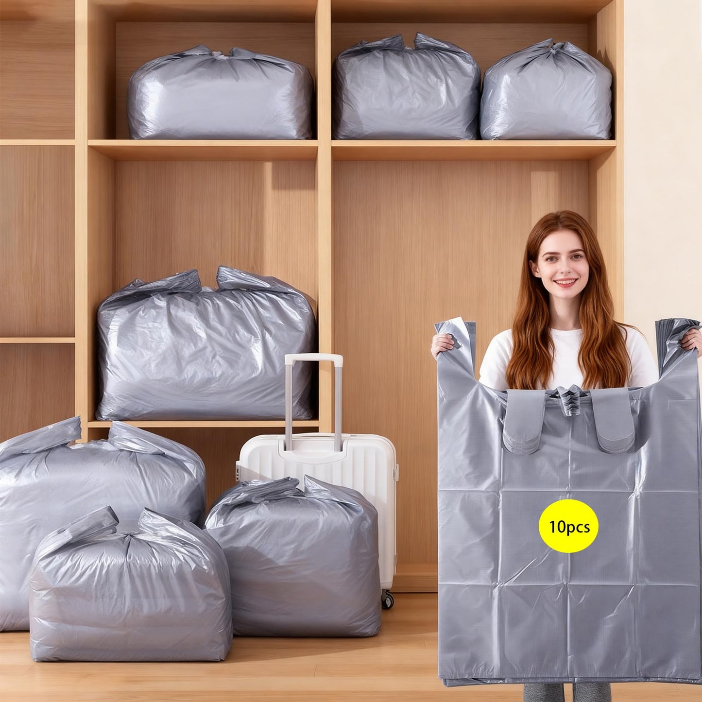EZZLife 10PK 120L Grey Dustproof Moving Storage Bags for Clothes Bedding