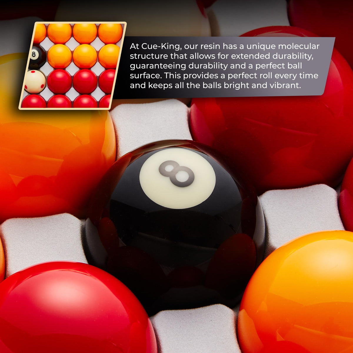 Cue-King Premium Pool Balls Complete Set Grade AA - 2" 16 Ball Set for Pool Table, Red and Yellow, Premium Quality