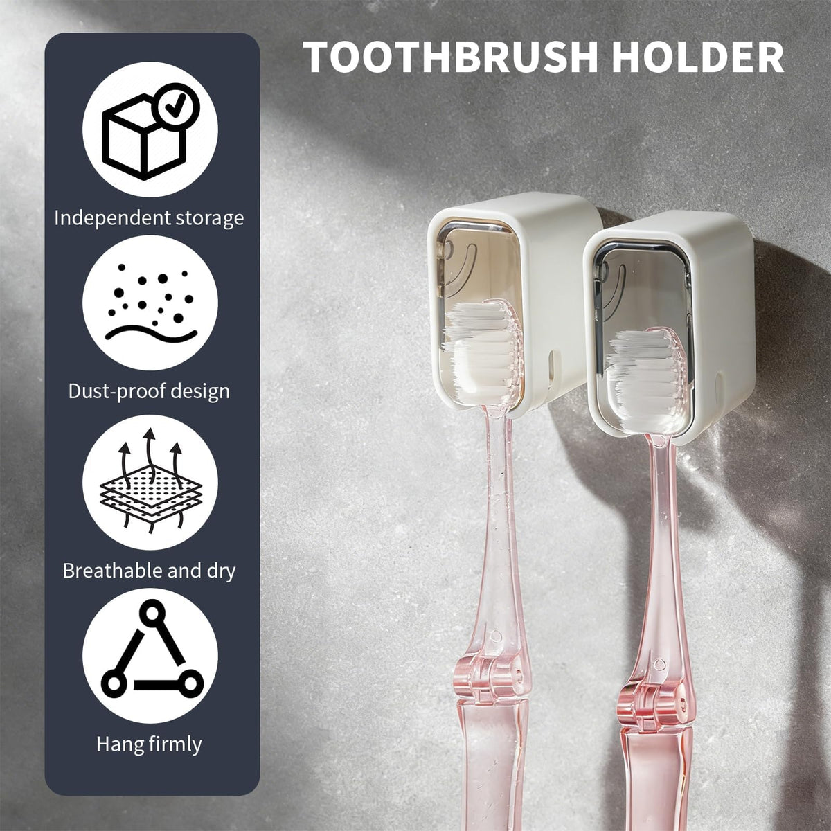 4Pcs Toothbrush Holder Wall Mounted Toothbrush Head Holder Cover Durable Dust Free Organizer for Adults Kids Space Saving Bathroom Accessory