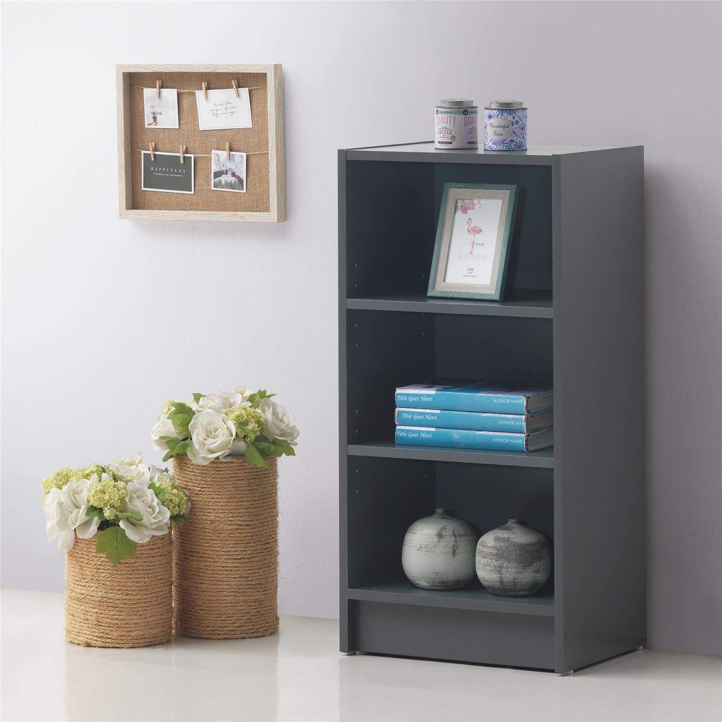 Timber Art Design UK 3 Tier Bookcase Storage Open Floor Mount Industrial Rack Display Shelving Organiser Cubes Unit For Living Room, Office