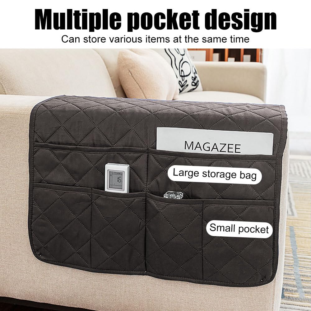 MiOYOOW Armchair Caddy, Large Capacity Sofa Armrest Organizer, 50 * 90cm, Sofa Arm Hanging Storage Holder for Remote Control Magazine Book Eyeglasses