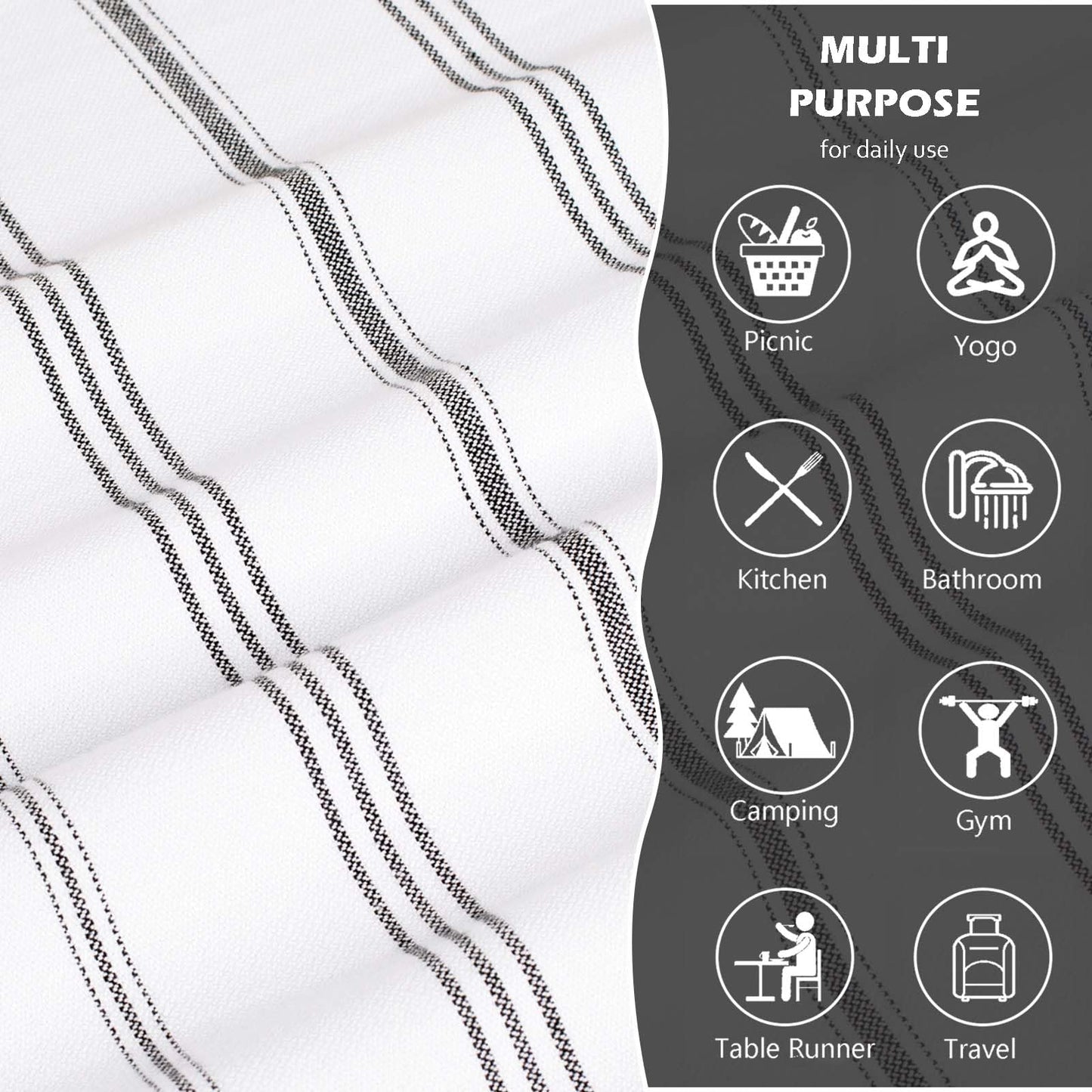 Ouxiaobai Hand Towels for Bathroom - Pack of 2 Turkish Hand Towels Set, Thin Decorative Tea Towel, 20 * 30 Inch Kitchen Cloth with Tassel (White)