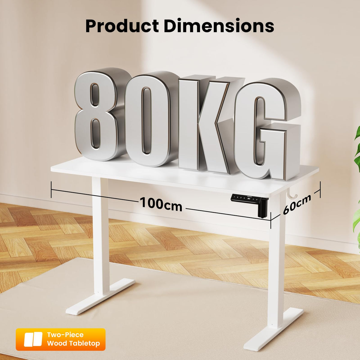 WALKINGDESK Electric Standing Desk, 100 x 60 cm, White