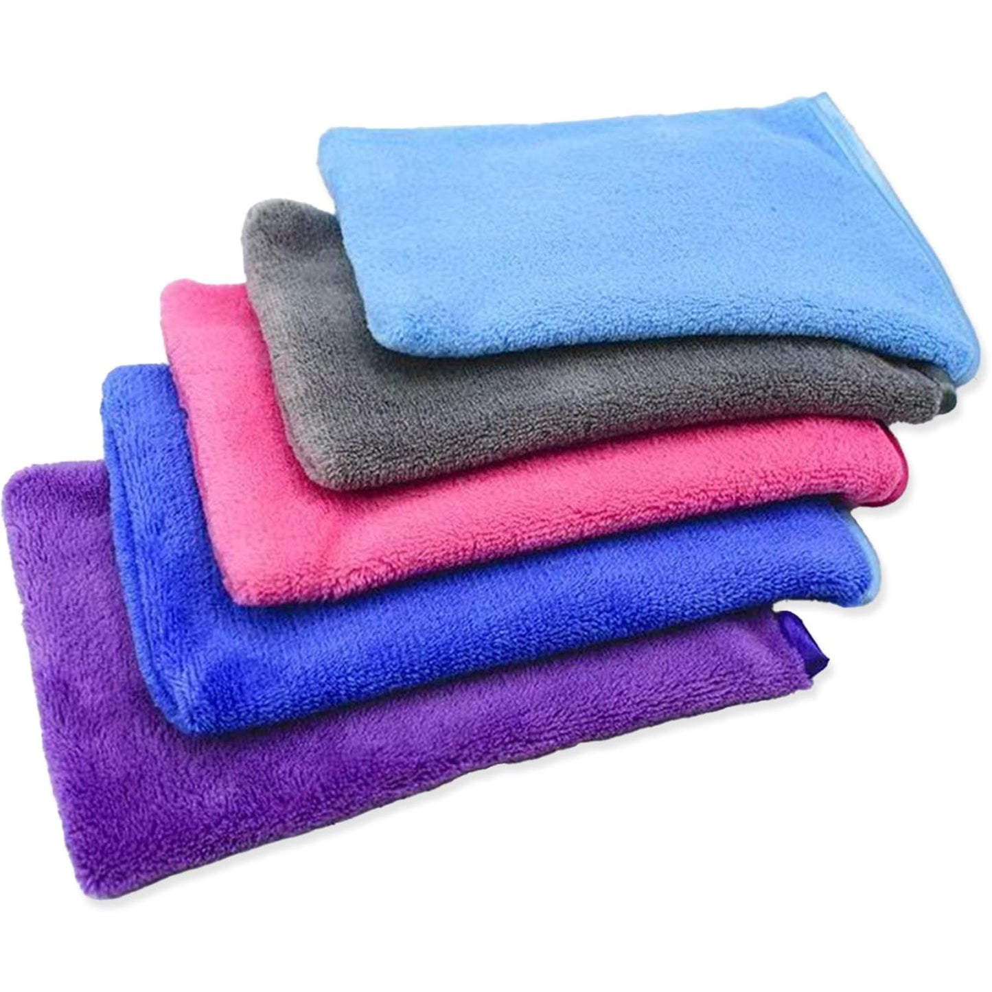 YUNYU Flannel Bath Gloves 5-Pack | Ultra-Soft Microfiber Wash Mitts for Adults & Kids | Reusable Exfoliating Bath & Shower Gloves