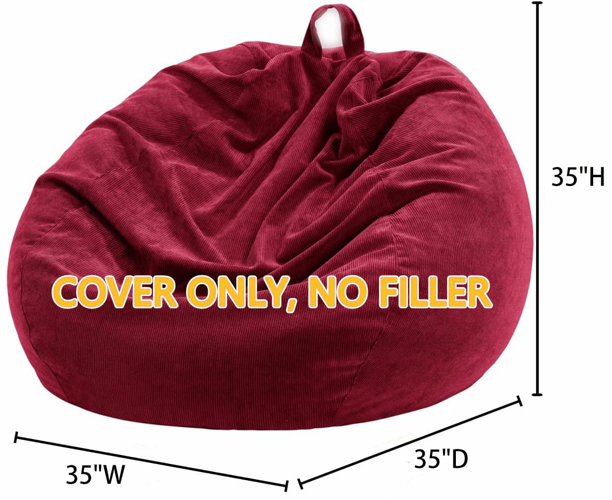 Nobildonna 3 ft Bean Bag Chair Cover (No Filler) for Adults and Kids 300L Extra Large Stuffed Animal Storage Bean Bag Washable Soft Premium Corduroy