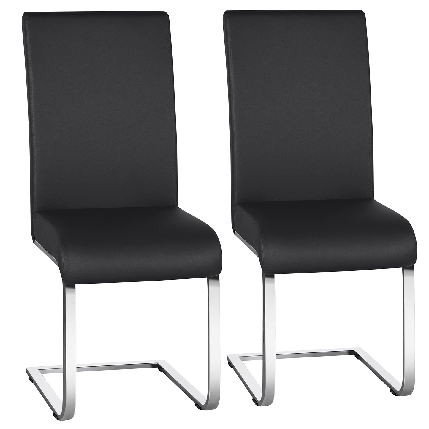 Yaheetech Dining Chairs Set of 2 Faux Leather High Back Chairs Black