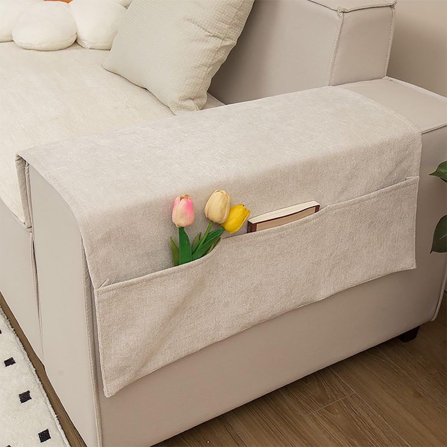 TINAYAUE Sofa Armrest Organiser with 3 Large Pockets for Remote Control, Keys, Glasses