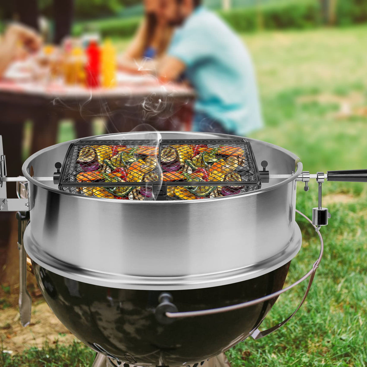 onlyfire BRK-6039 Universal Grill Basket for Peanut Beans French Fries Fits Any Gas Grill Rotisserie Spit Rod