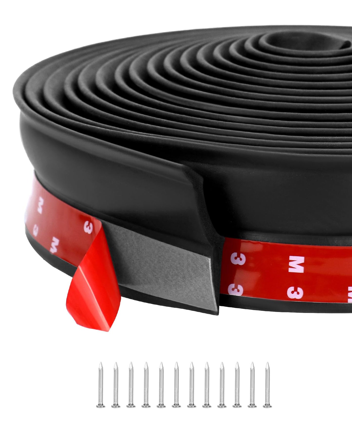 QWORK? Garage Door Seal 6m, Garage Door Rubber Seal, for Leaf, Dirt, and Weather Protection, with Nails