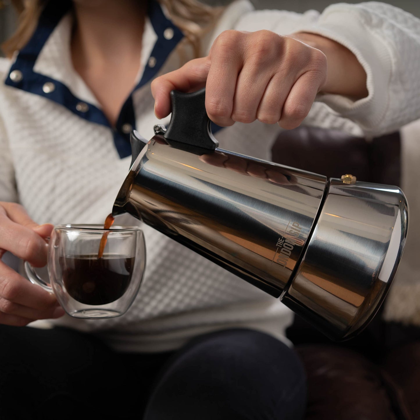 The London Sip Stainless Steel Induction Stovetop Espresso Maker - Make Cafe Quality Italian Style Coffee at Home with This Premium Moka Pot in Modern