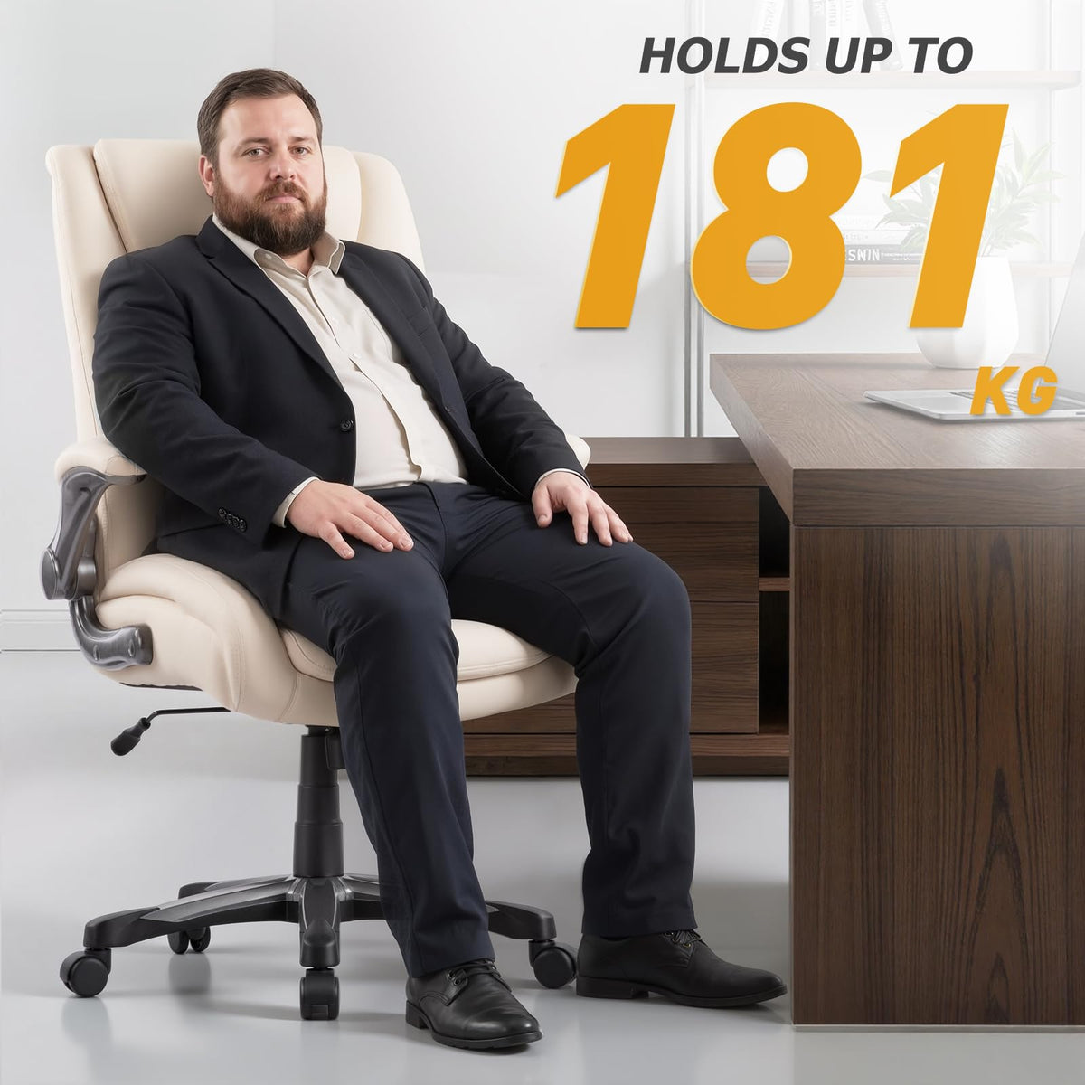 COLAMY Big and Tall Office Chair 400lbs, Large Heavy Duty High Back Executive Computer Office Desk Chair Flip-up Arms Wide Thick Seat for Home Office